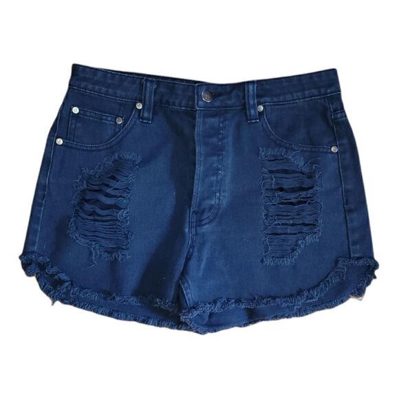 NWOT Mink Pink Slasher Flick Dark Blue Cutoff Jean Shorts S - Picture 2 of 12